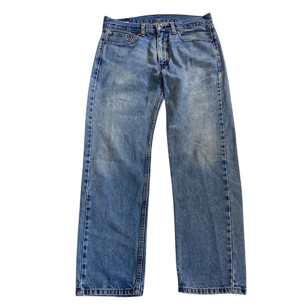 Levi’s 505 Regular Fit Straight Leg Medium Wash Denim Jeans Distressed W33 L30